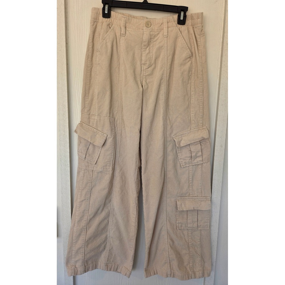 Corduroy Wide Leg Cargo Pants Sz 31 Gorpcore Utility Parachute Y2K Indie Grunge